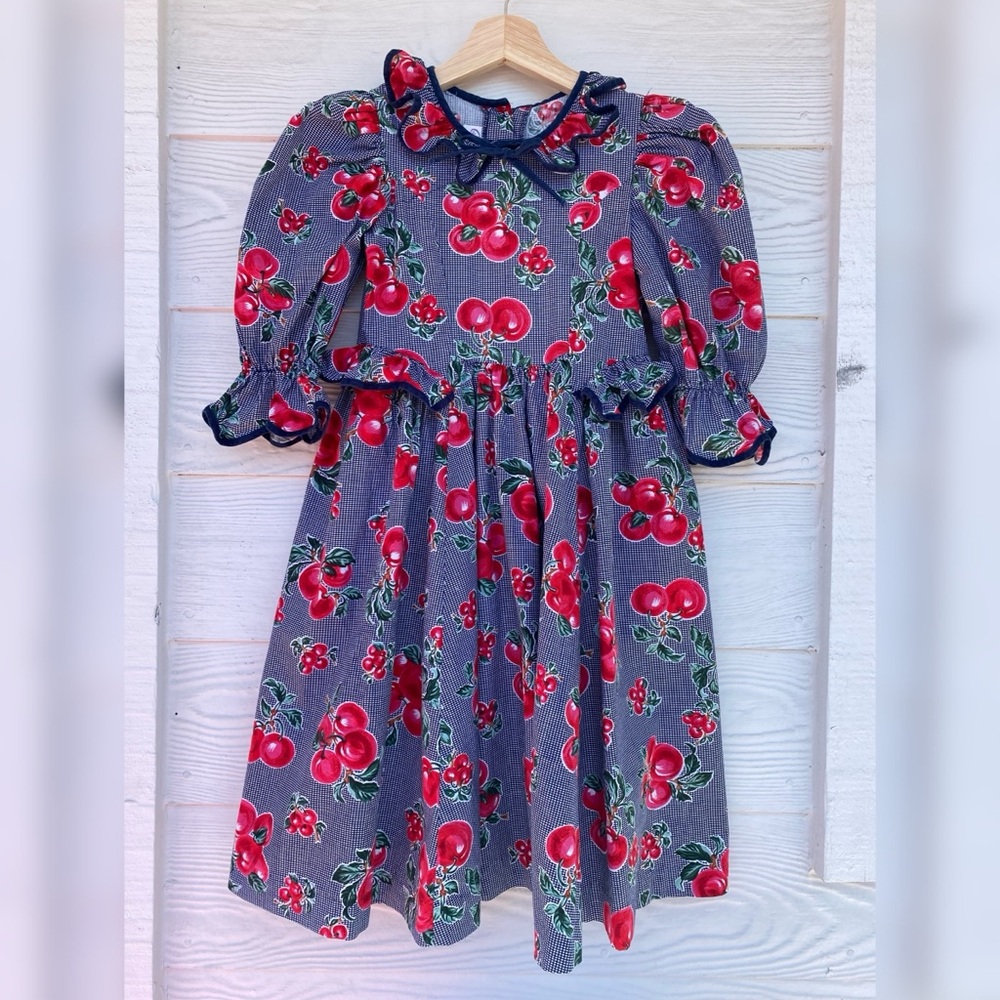 Vintage Petals San Francisco Fruit Print Dress Girls Size 7